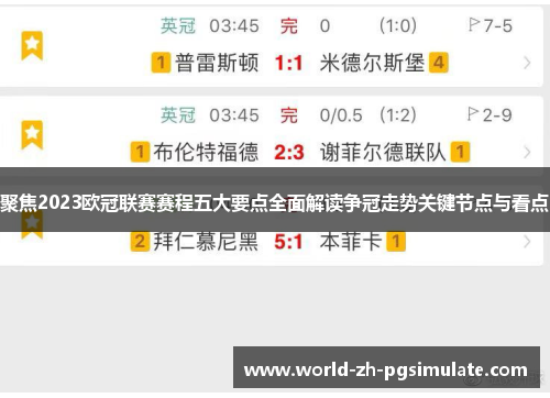 聚焦2023欧冠联赛赛程五大要点全面解读争冠走势关键节点与看点 聚焦2023欧冠联赛赛程五大要点全面解读争冠走势关键节点与看点